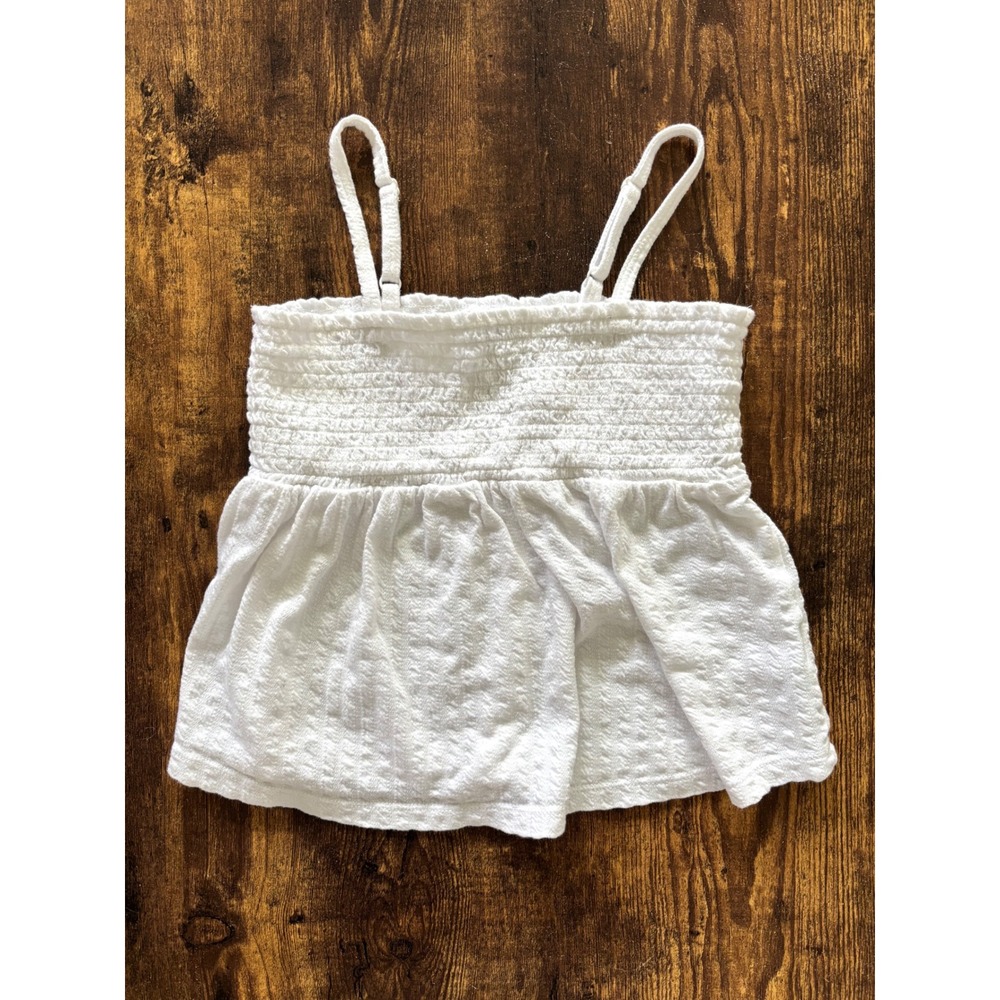 Old Navy Girls White Smocked Peplum Camisole Top Adjustable Straps Size M 8